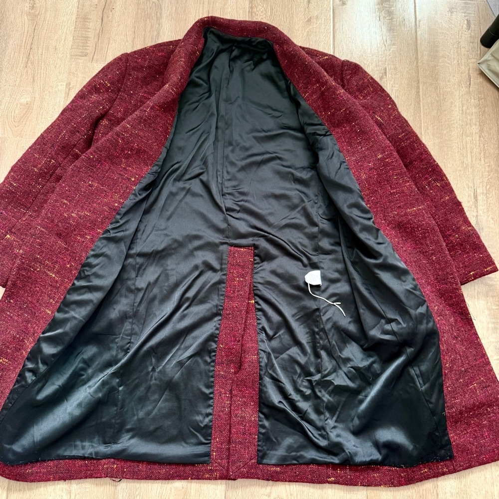 Celine Burgundy 100% Wool Coat Outwear Open Front Size 36 / US S - Picture 3 of 7